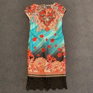 Eci New York Dress Size Medium (Women's) Lace Trim on Bottom Colorful